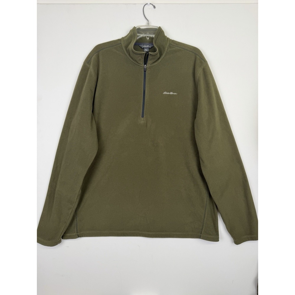 Eddie Bauer Men's Green 1/4 Zip Pullover Fleece Lined Long Sleeve Top Casual TXL